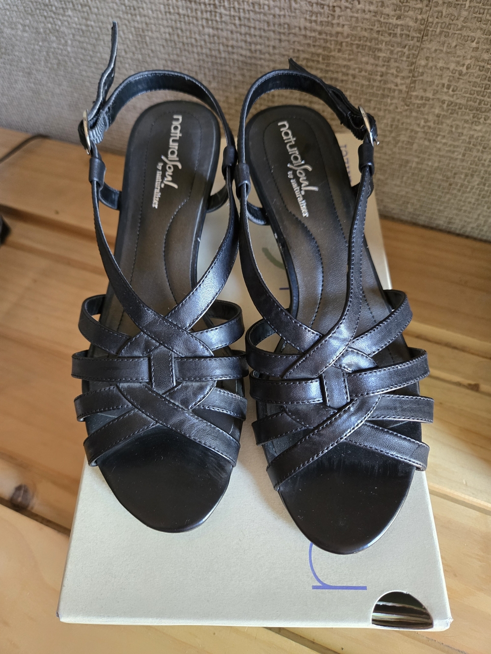 Natural Soul Black Strappy Open-Toe Sandals